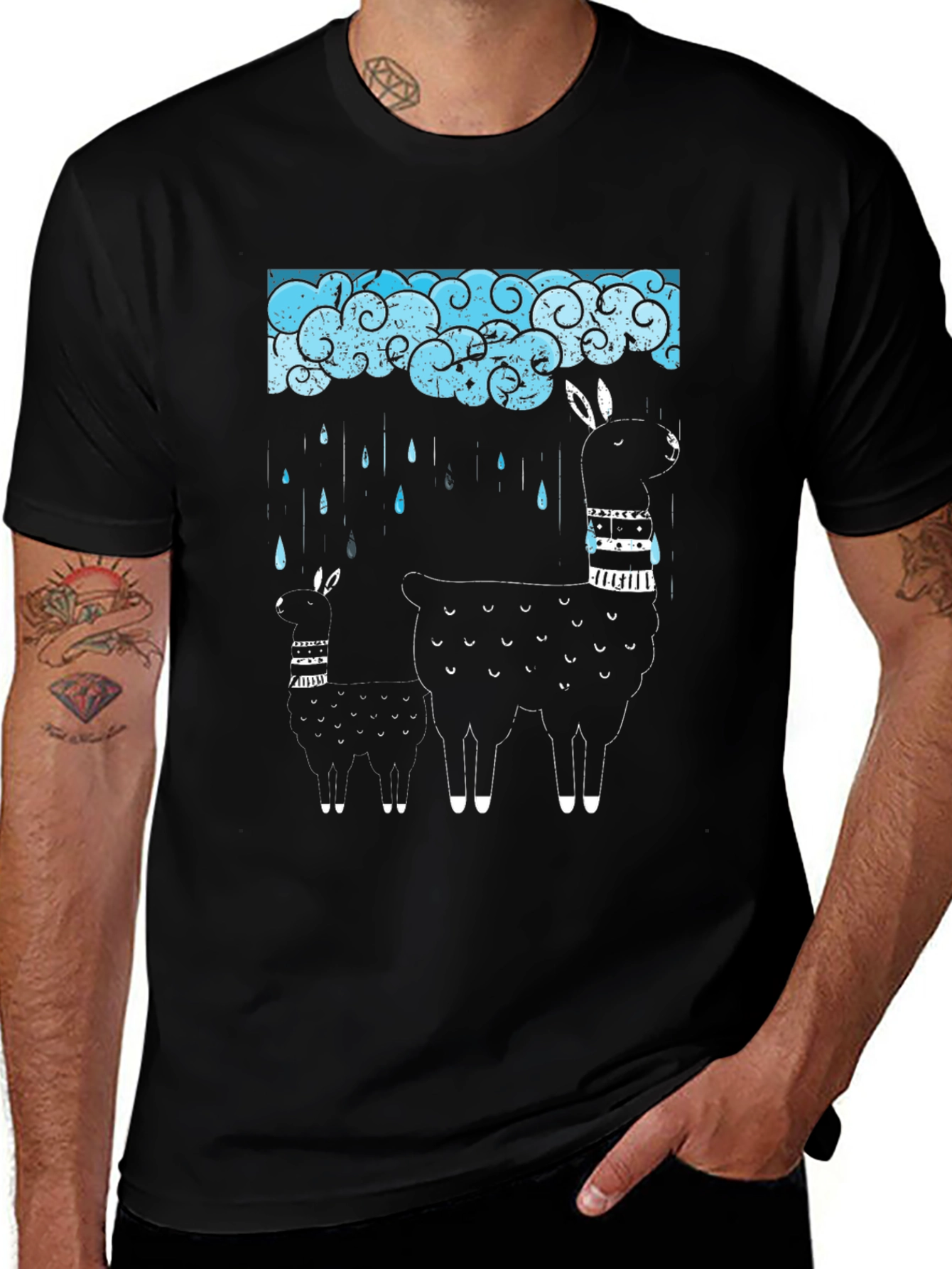 Llama Rain T-Shirt - Quirky Graphic Tee
