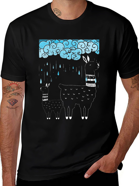 Llama Rain T-Shirt - Quirky Graphic Tee
