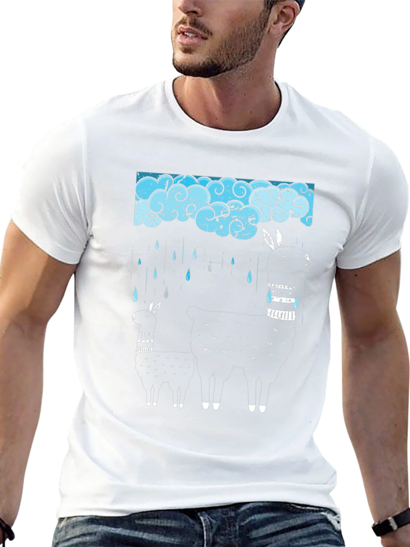 Llama Rain T-Shirt - Quirky Graphic Tee