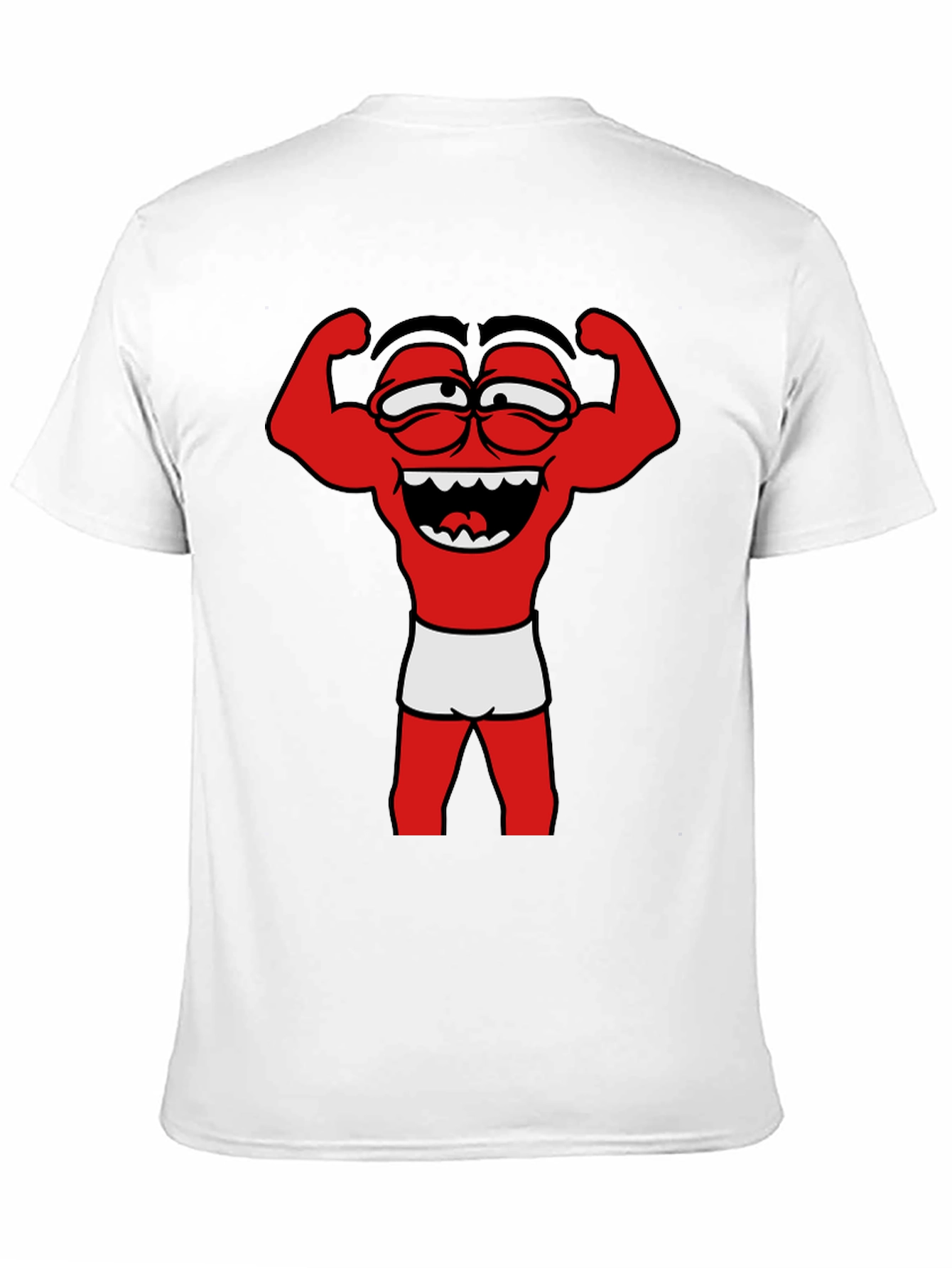 Funny Muscle Man Cartoon Graphic Tee - Black