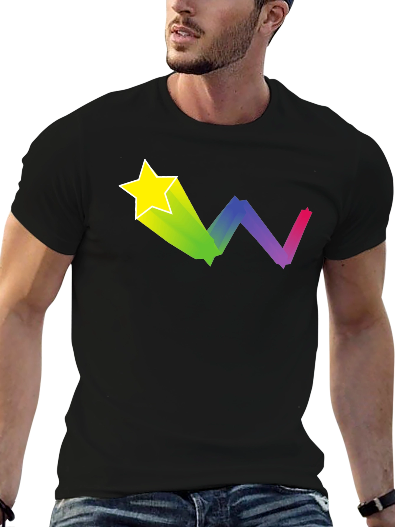Starry Rainbow Trail Black T-Shirt