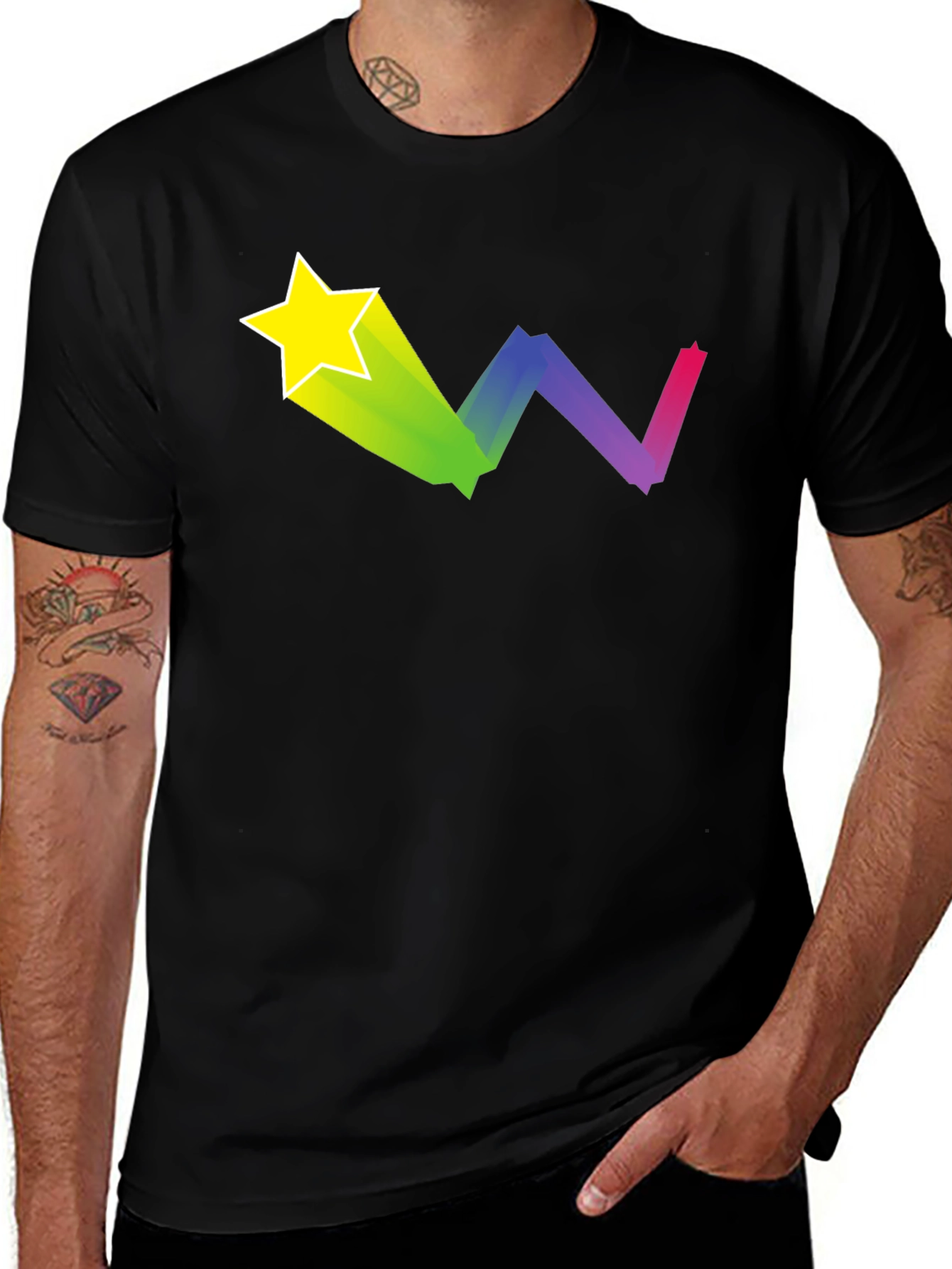 Starry Rainbow Trail Black T-Shirt