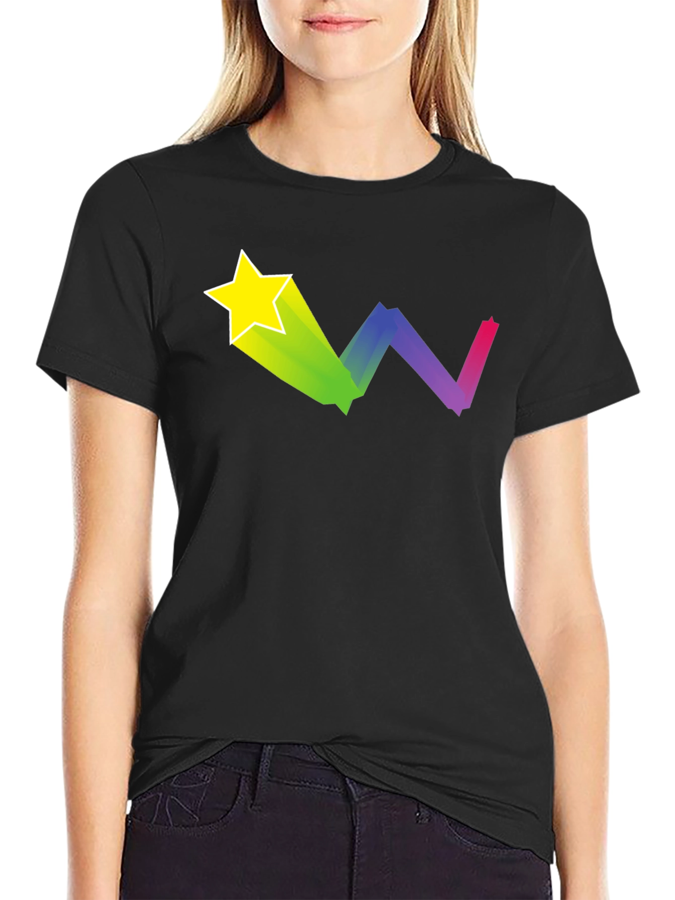 Starry Rainbow Trail Black T-Shirt