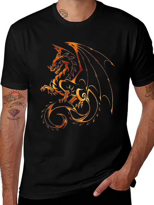 Fiery Dragon Graphic T-Shirt - Mens Black Tee