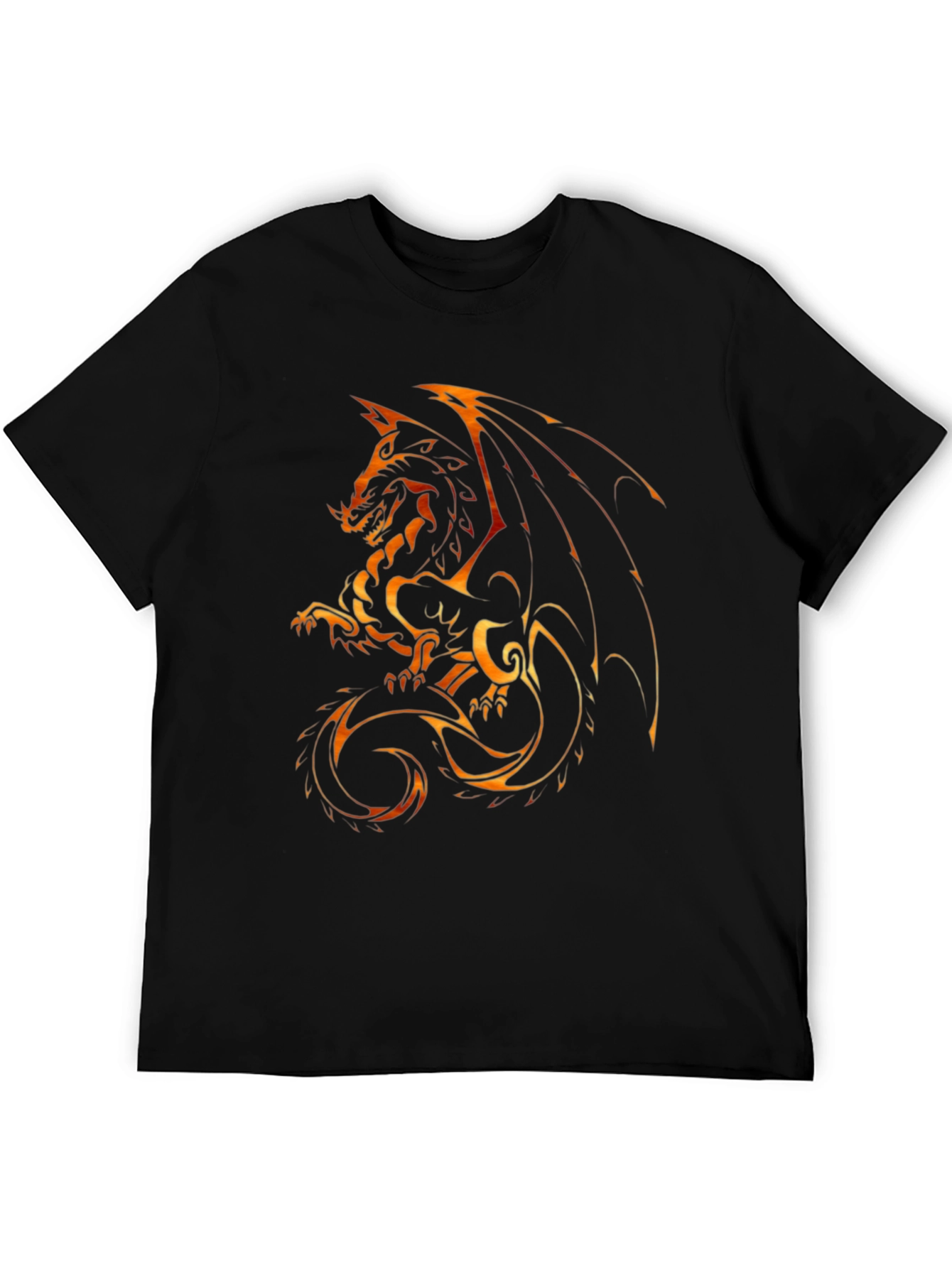 Fiery Dragon Graphic T-Shirt - Mens Black Tee