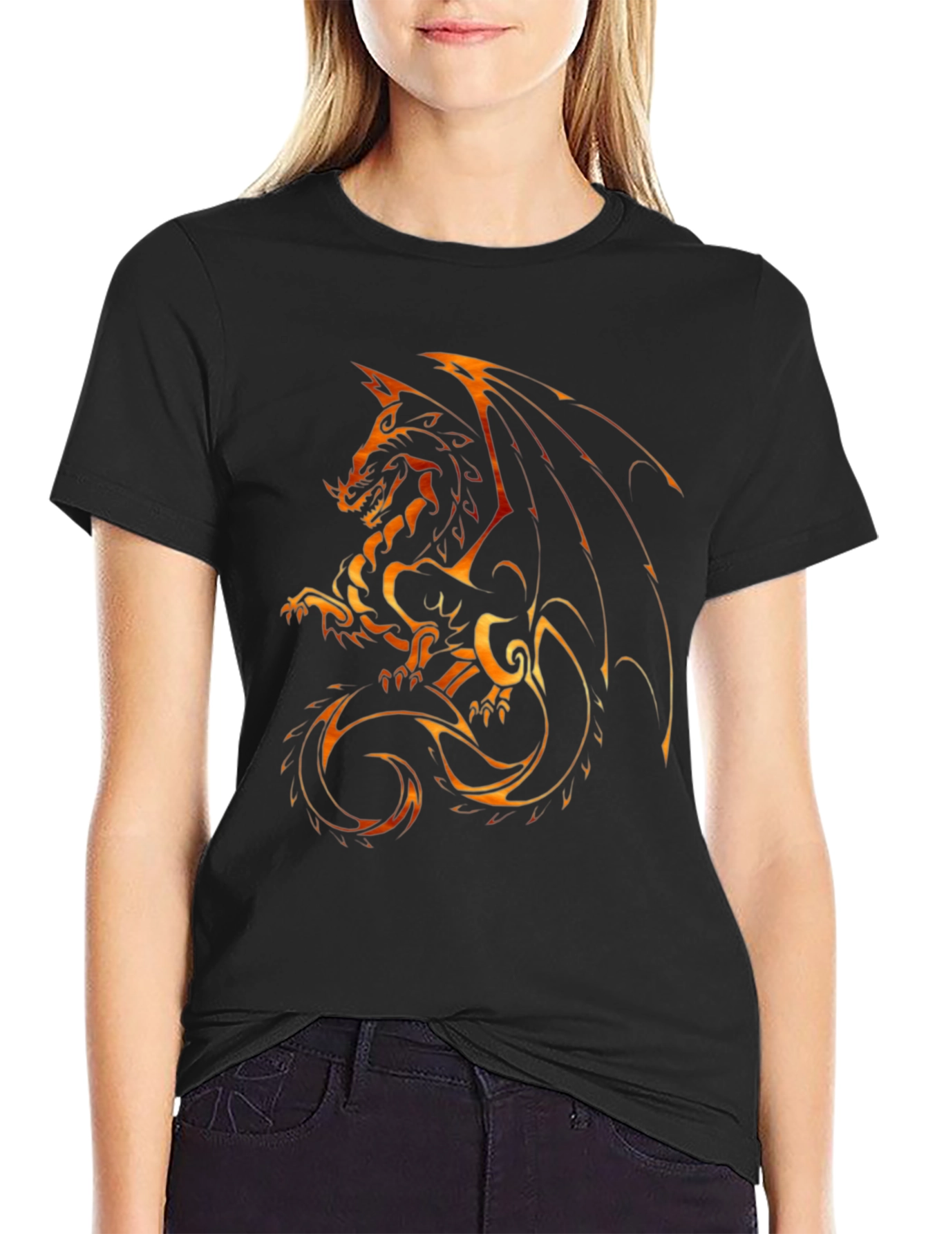 Fiery Dragon Graphic T-Shirt - Mens Black Tee
