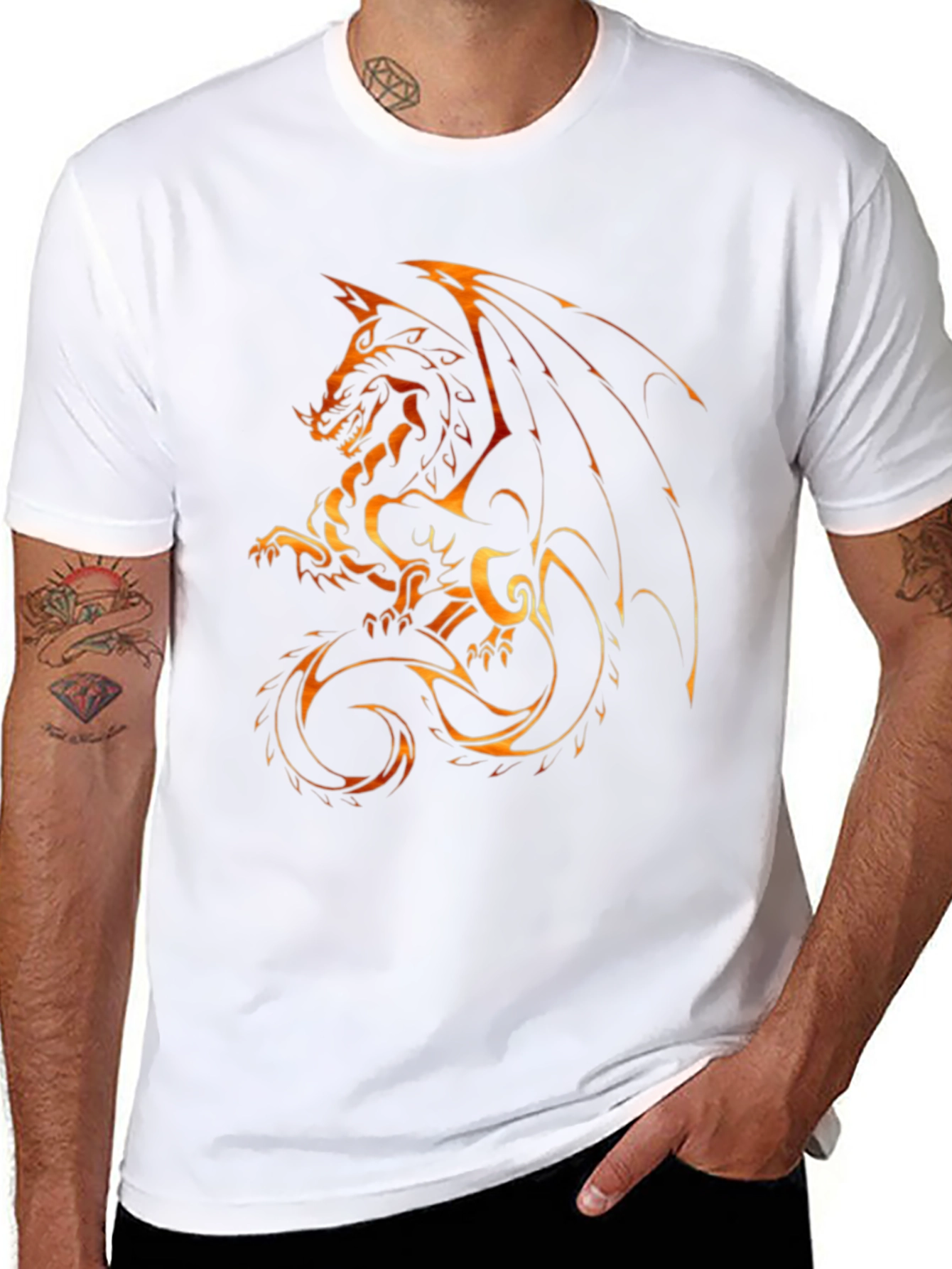Fiery Dragon Graphic T-Shirt - Mens Black Tee