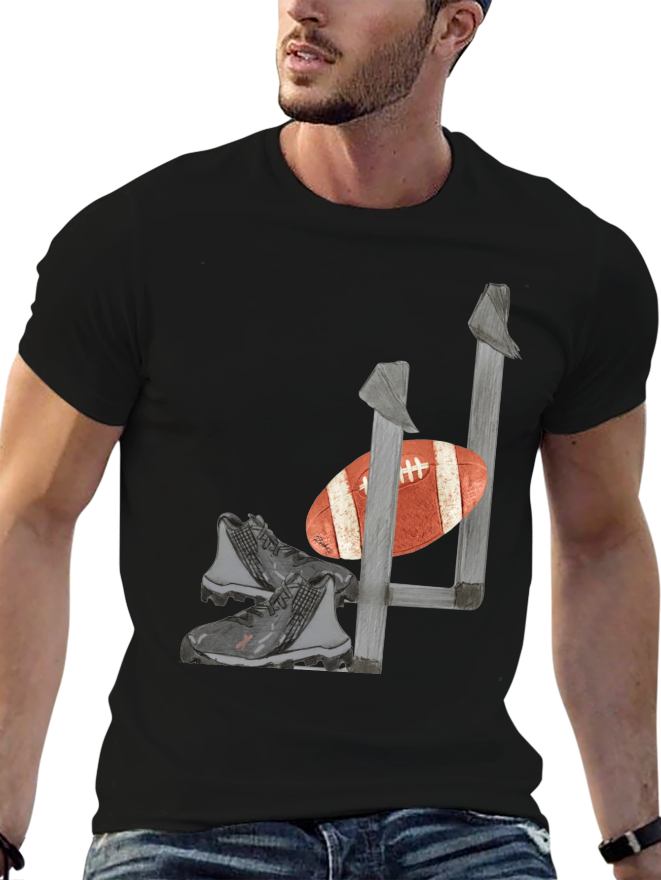 Football Gear Graphic Tee - Black T-Shirt