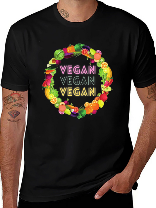 Vegan T-Shirt - Fruit and Vegetable Wreath Design