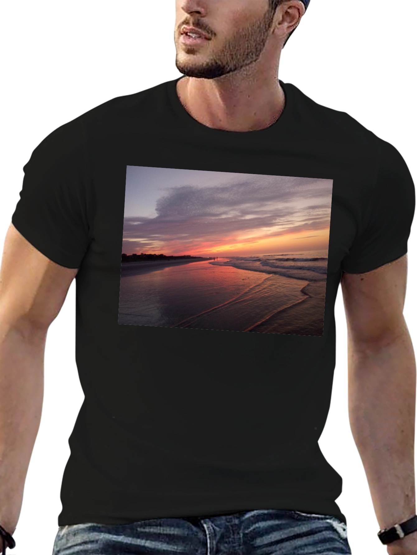 Sunset Beach Graphic Tee - Black