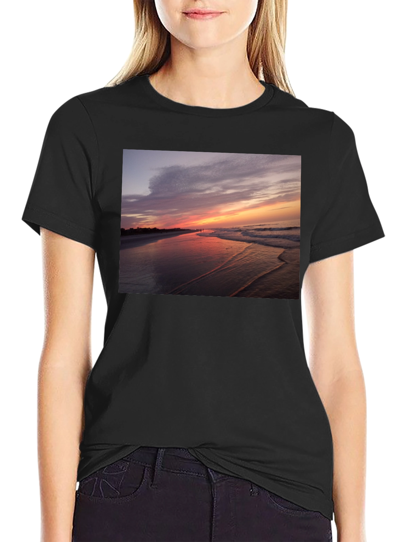 Sunset Beach Graphic Tee - Black
