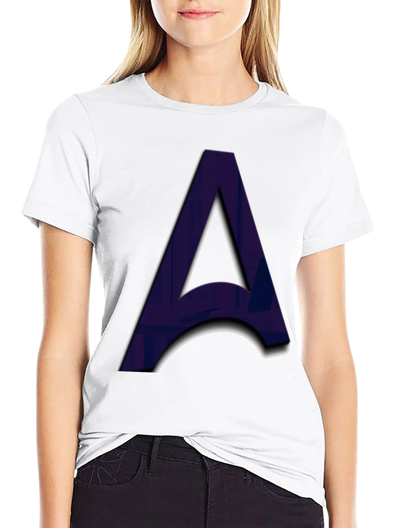 Letter A Graphic Print Black T-Shirt