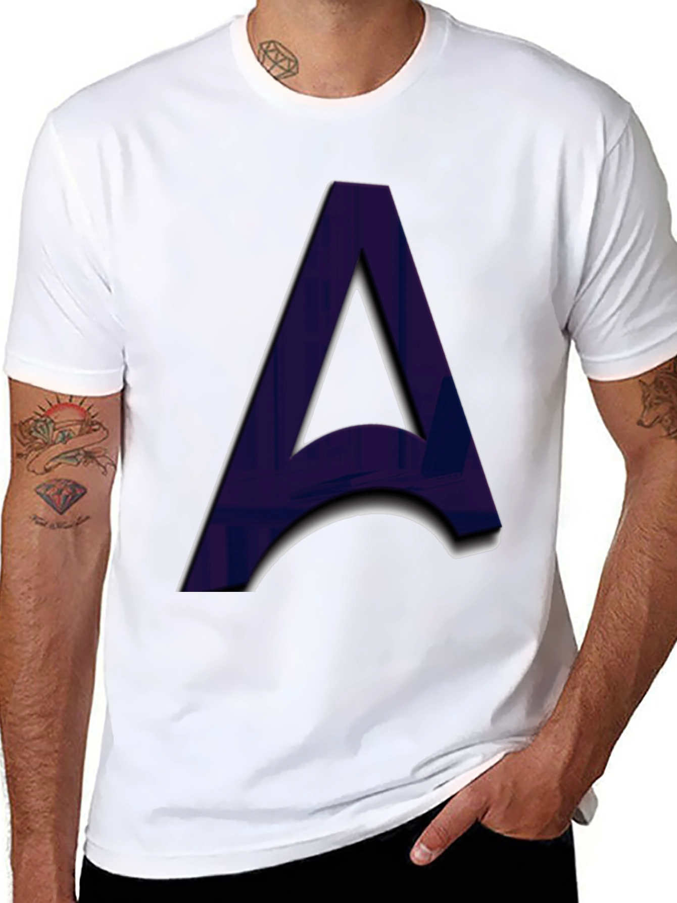 Letter A Graphic Print Black T-Shirt