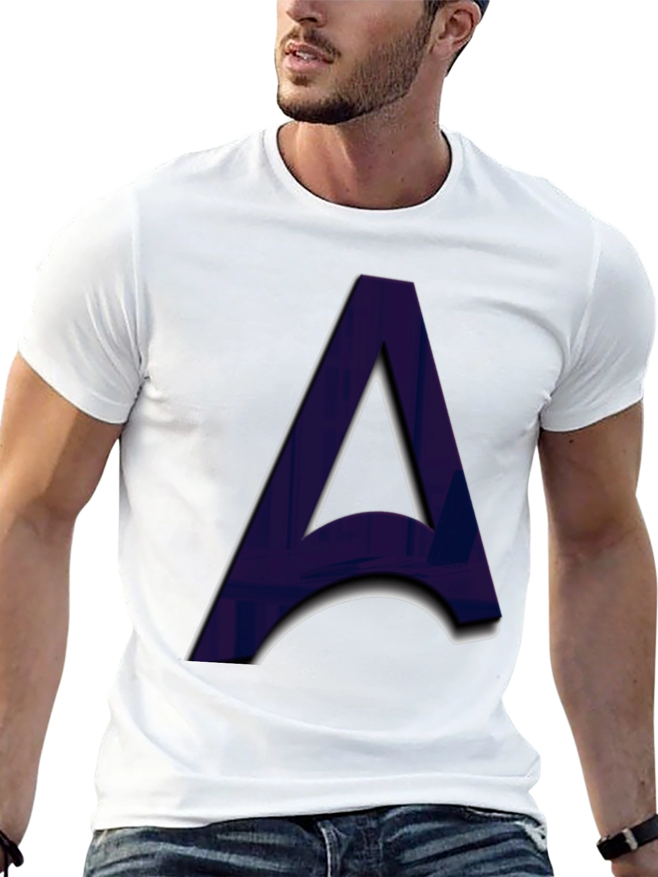Letter A Graphic Print Black T-Shirt