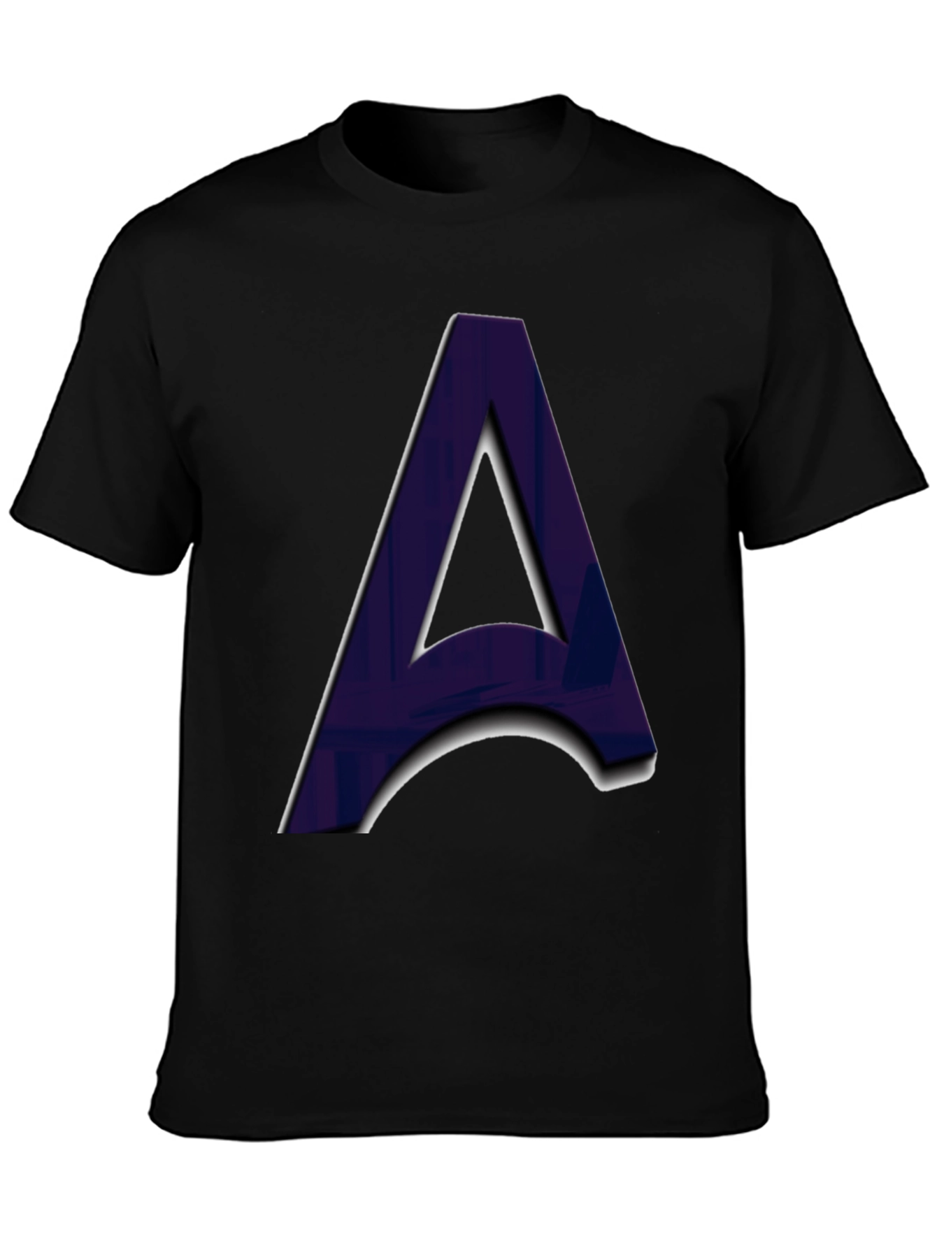 Letter A Graphic Print Black T-Shirt