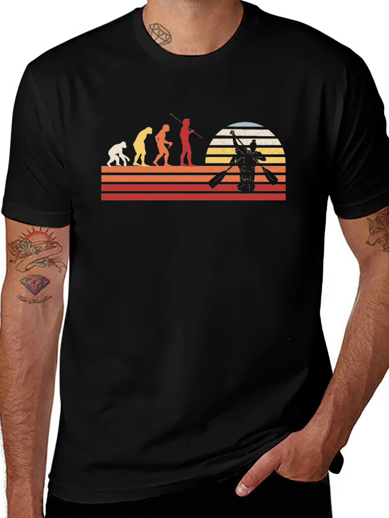 Kayaking Evolution T-Shirt - Retro Style