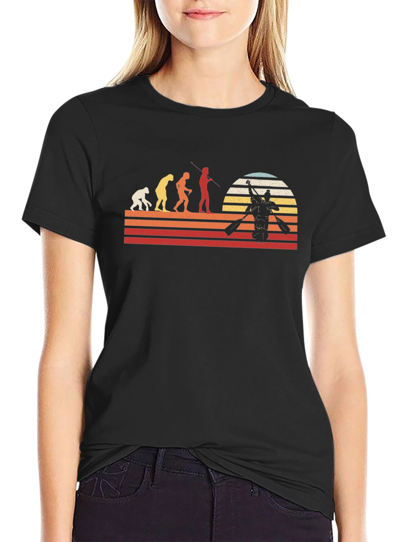 Kayaking Evolution T-Shirt - Retro Style
