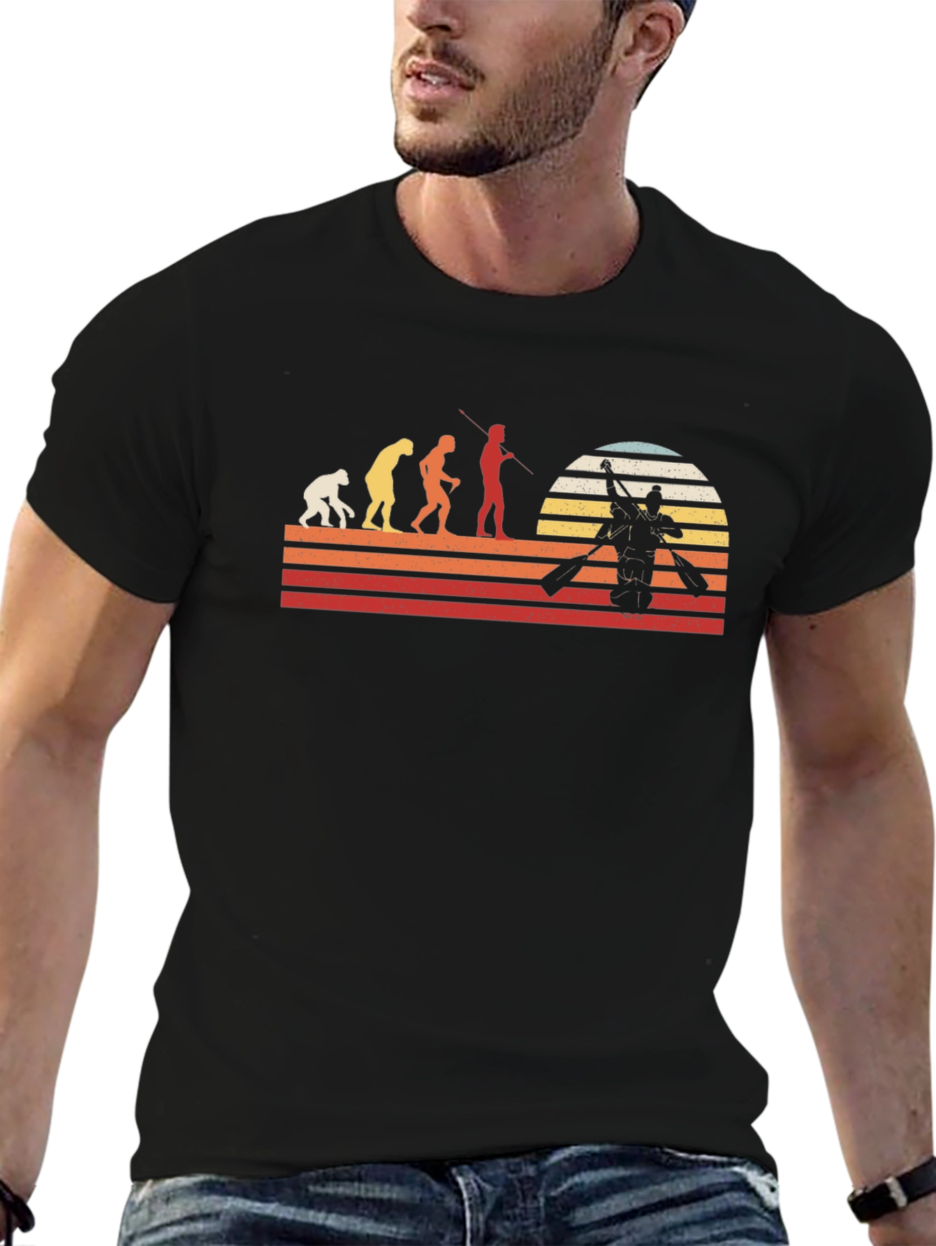 Kayaking Evolution T-Shirt - Retro Style