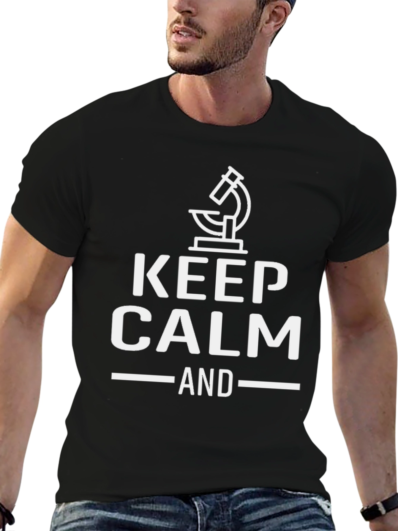 Keep Calm And Microscope Black T-Shirt