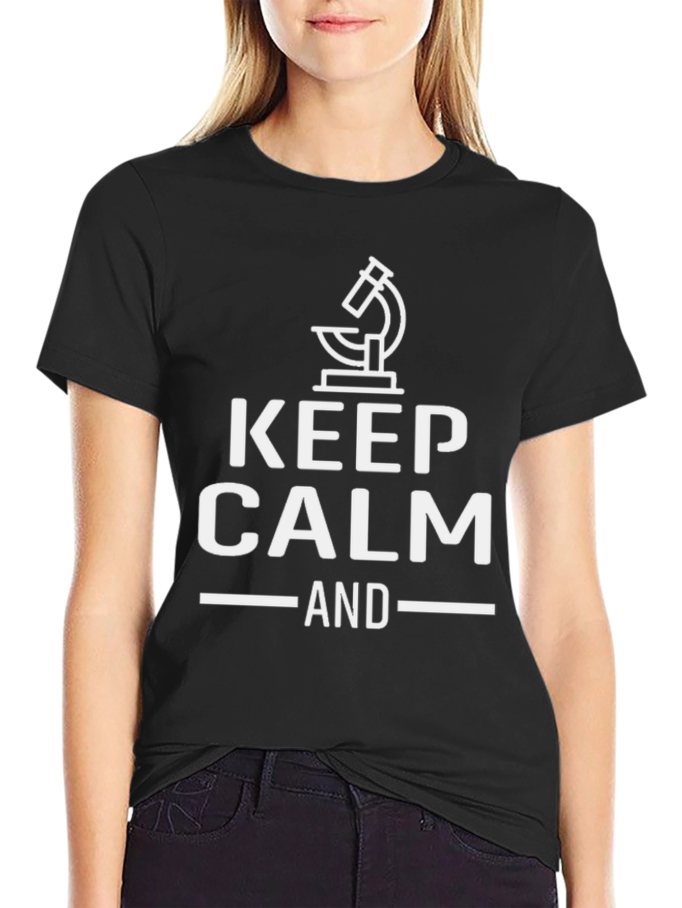 Keep Calm And Microscope Black T-Shirt