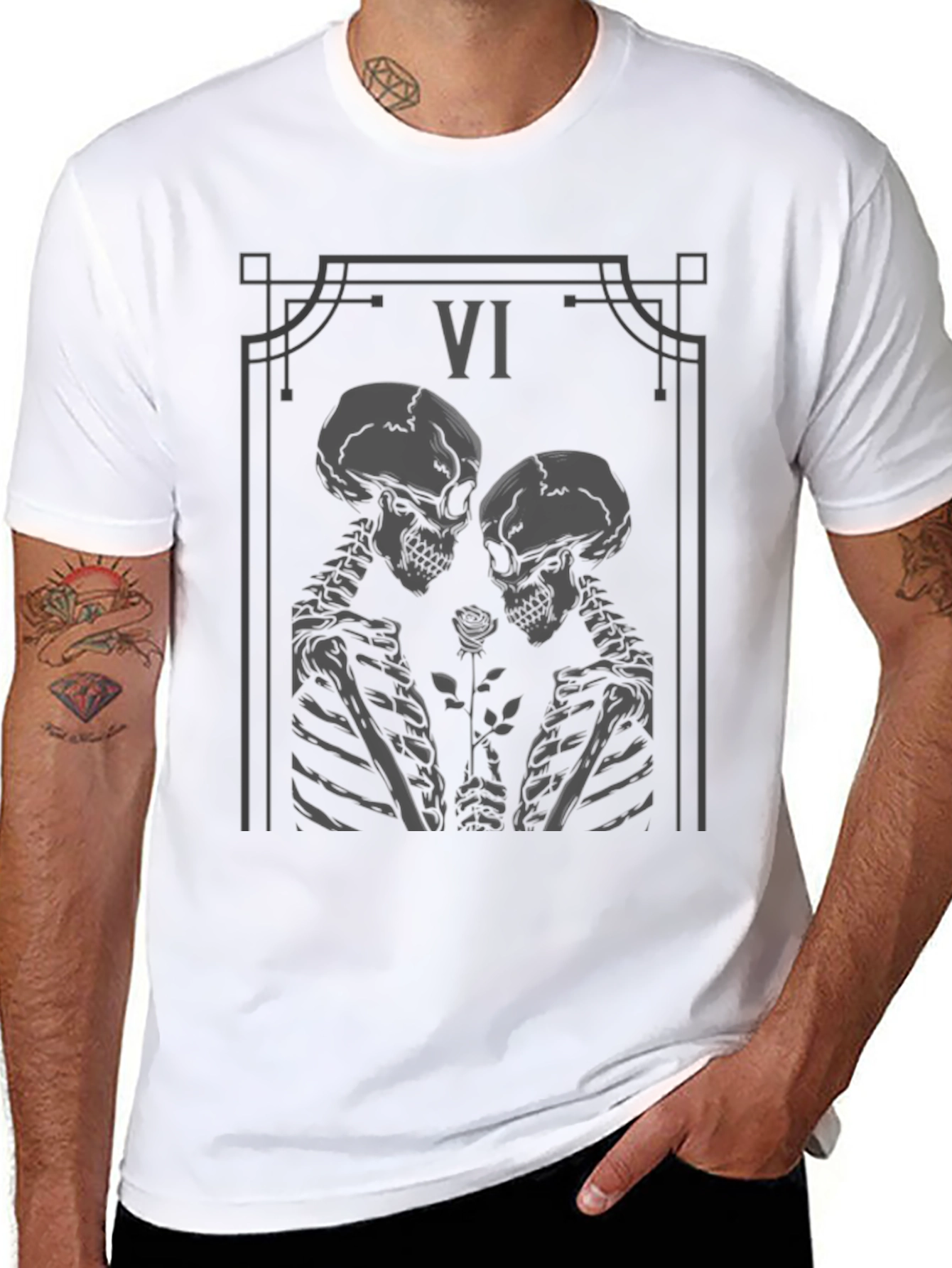 Skeletal Love Tarot Card Graphic Tee