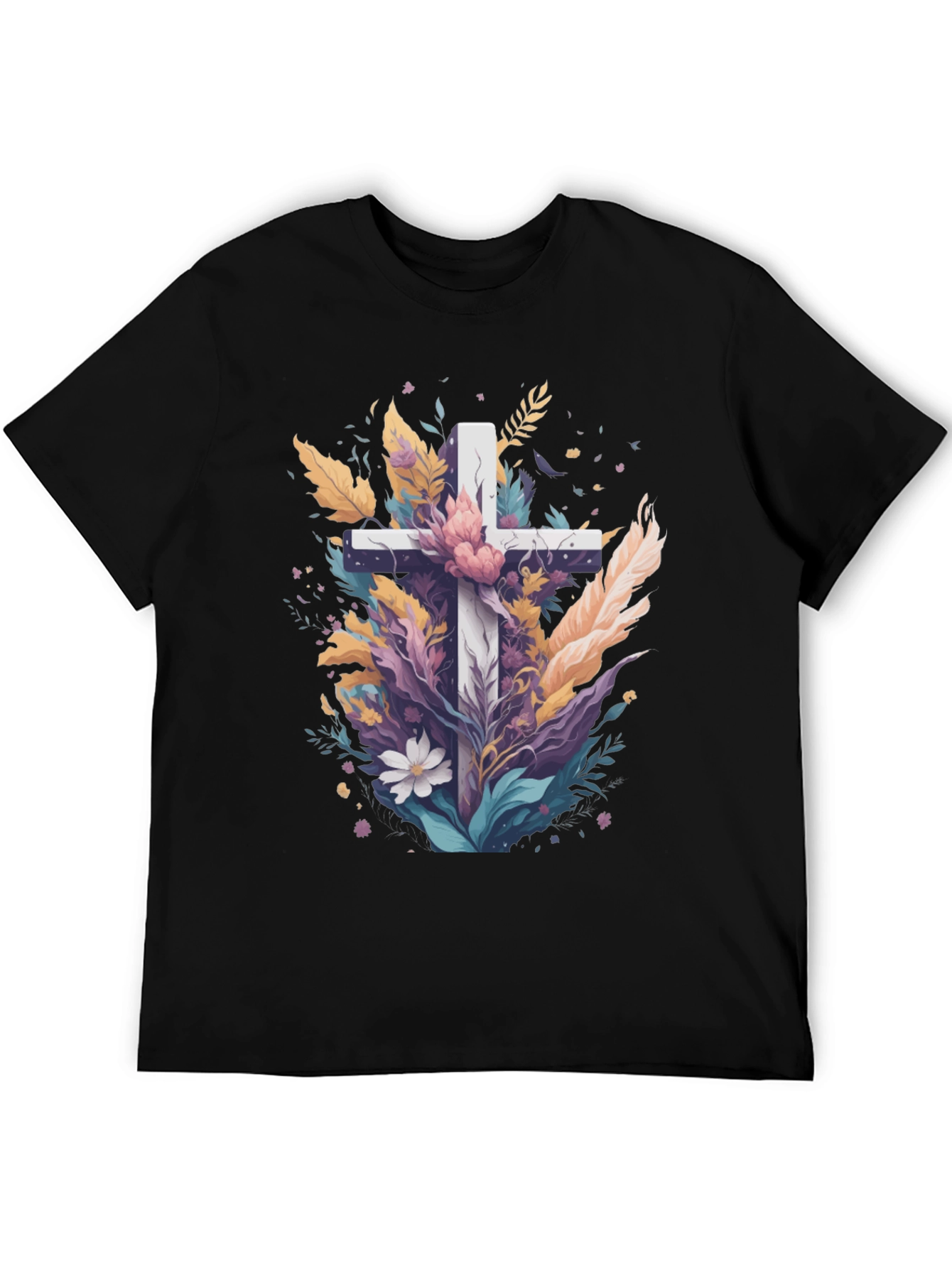Floral Cross Graphic Tee - Christian Apparel