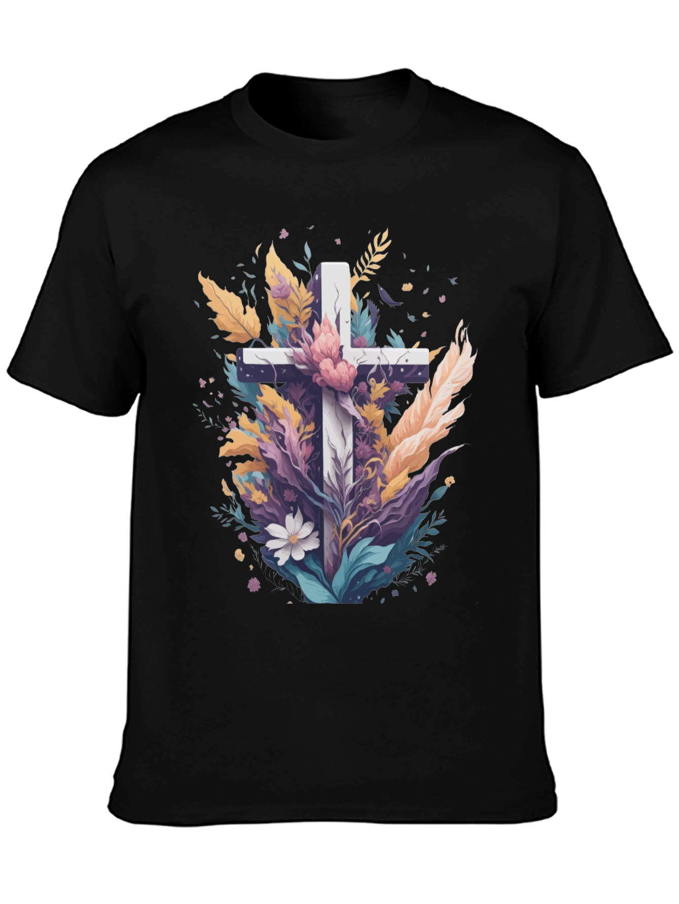 Floral Cross Graphic Tee - Christian Apparel