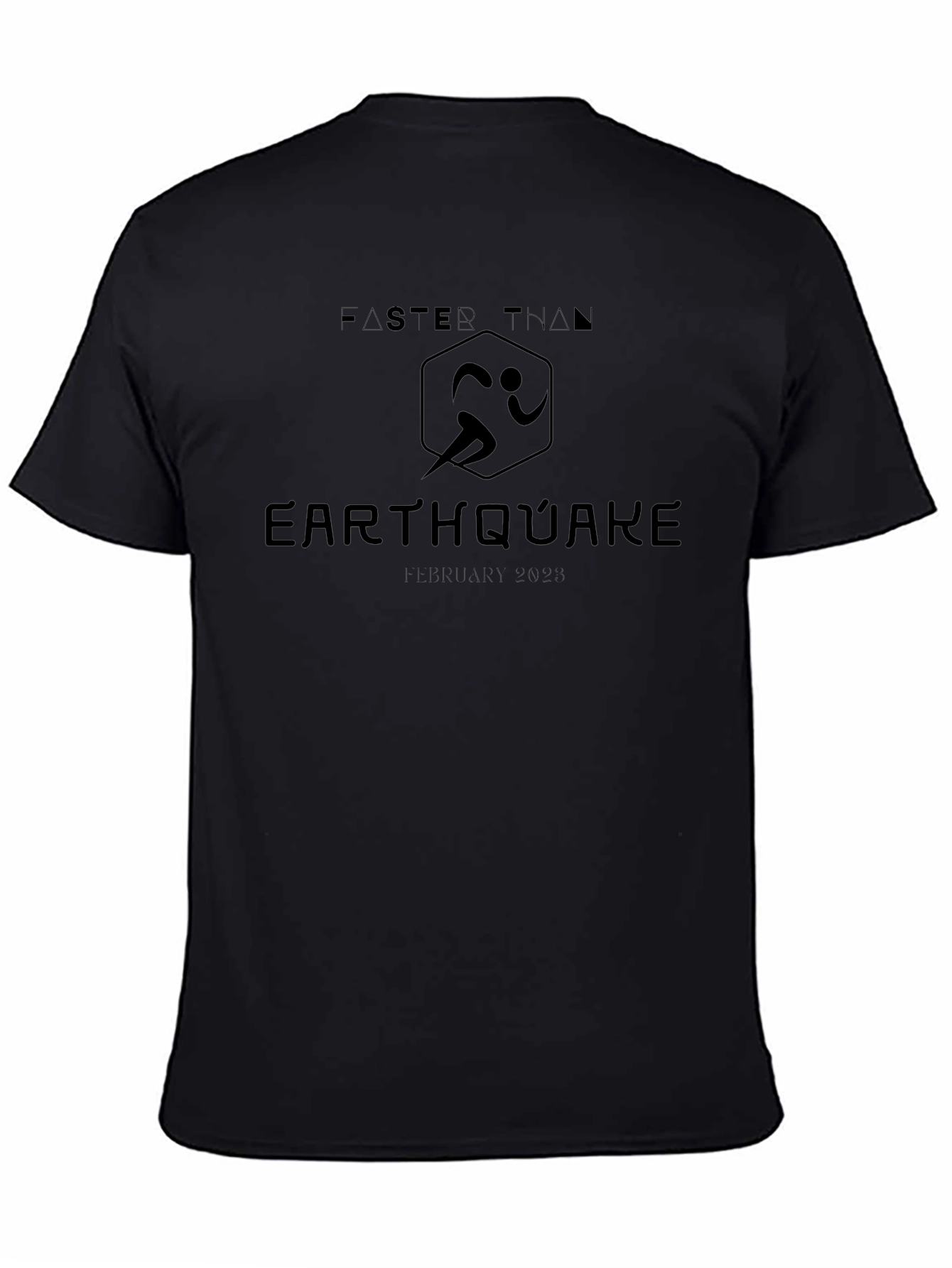 Faster Than Earthquake Black T-Shirt - Running Event