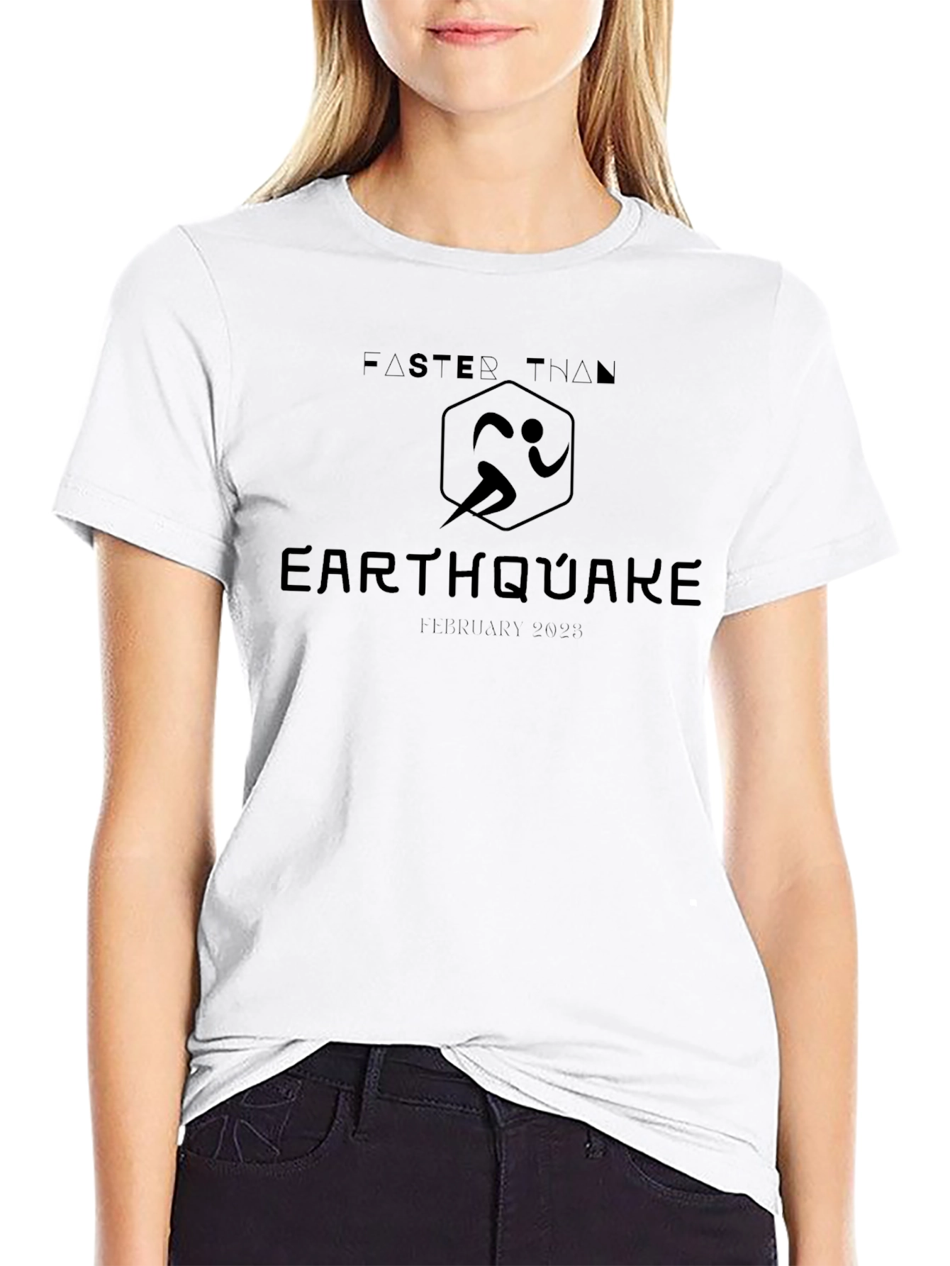 Faster Than Earthquake Black T-Shirt - Running Event