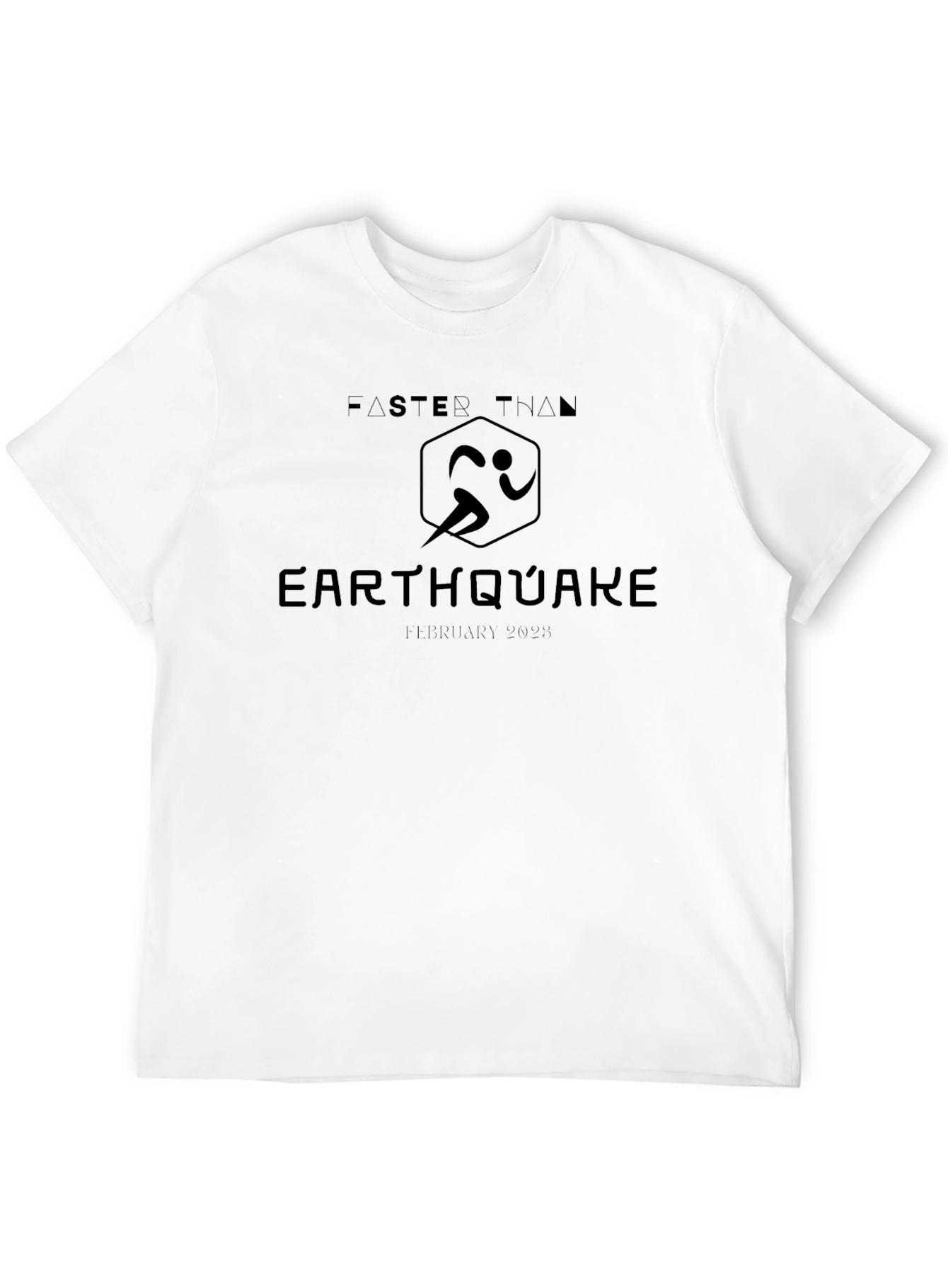 Faster Than Earthquake Black T-Shirt - Running Event