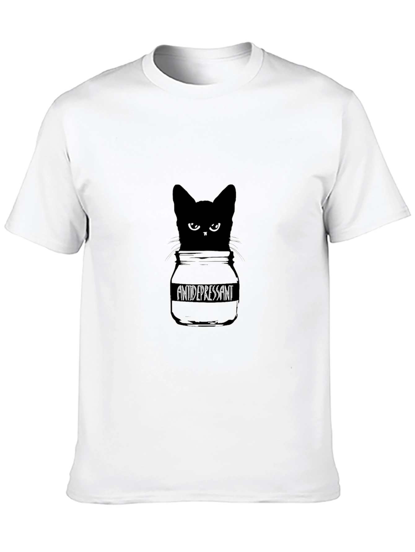 Antidepressant Cat T-Shirt - Quirky Black Cat Design
