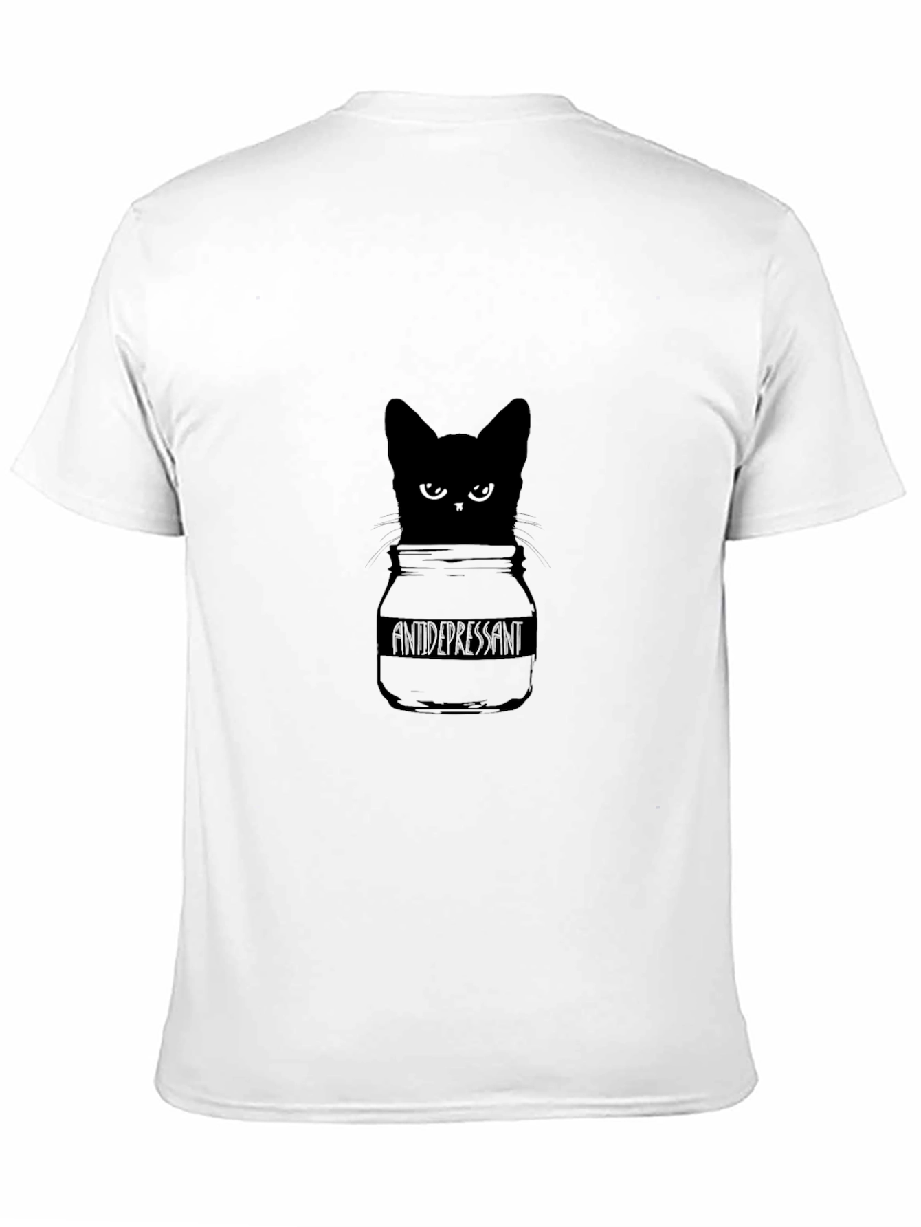 Antidepressant Cat T-Shirt - Quirky Black Cat Design