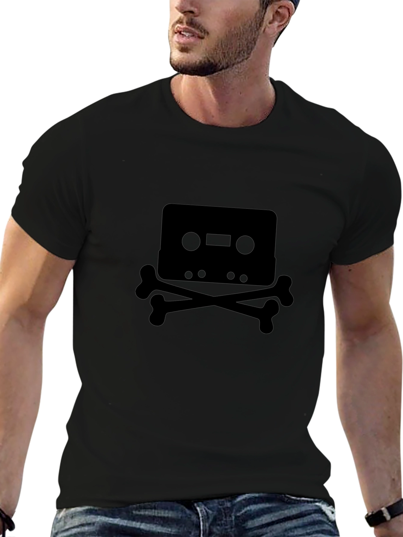 Cassette Bones Black T-Shirt - Music Lover Tee