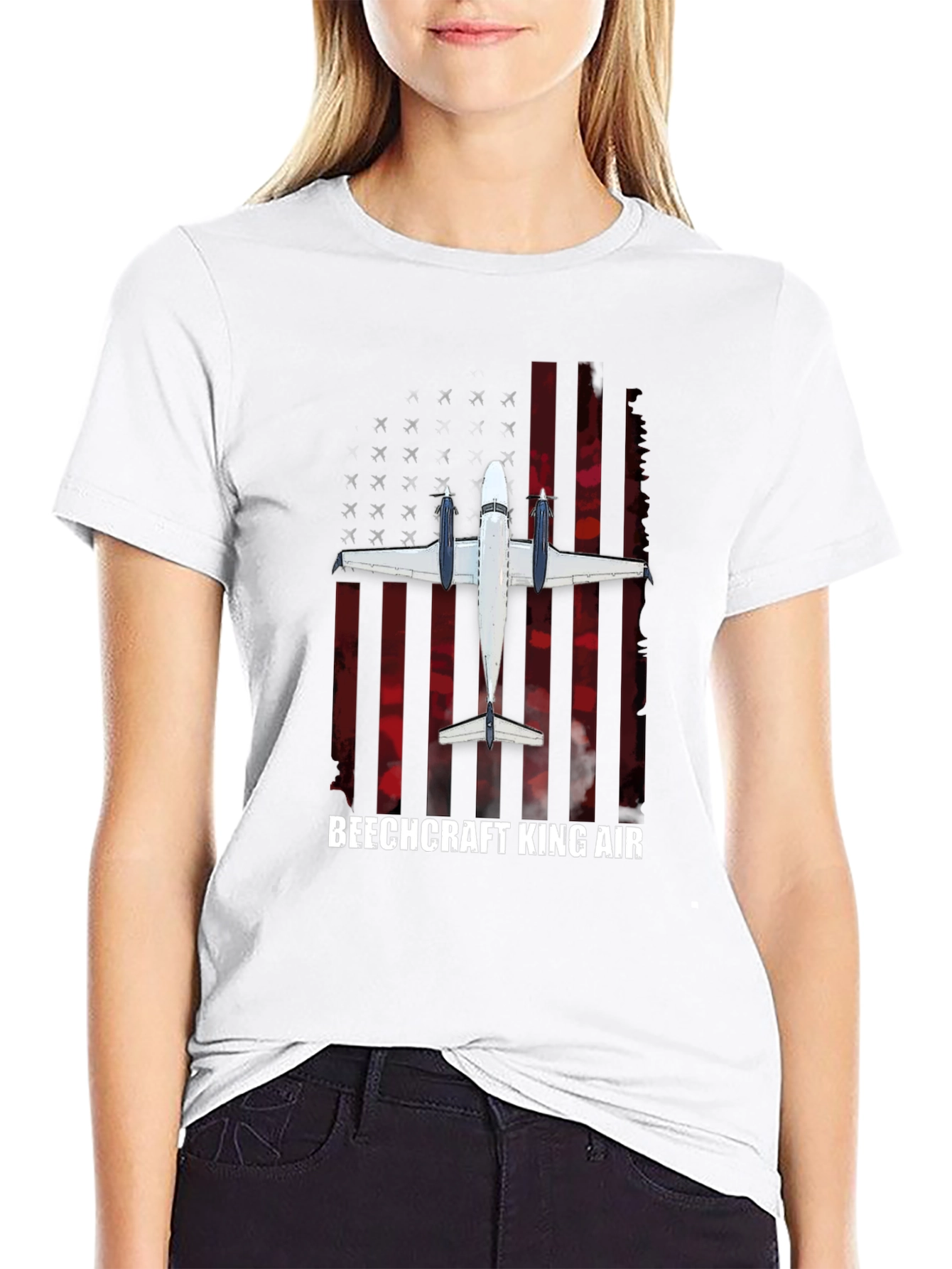 Beechcraft King Air American Flag T-Shirt