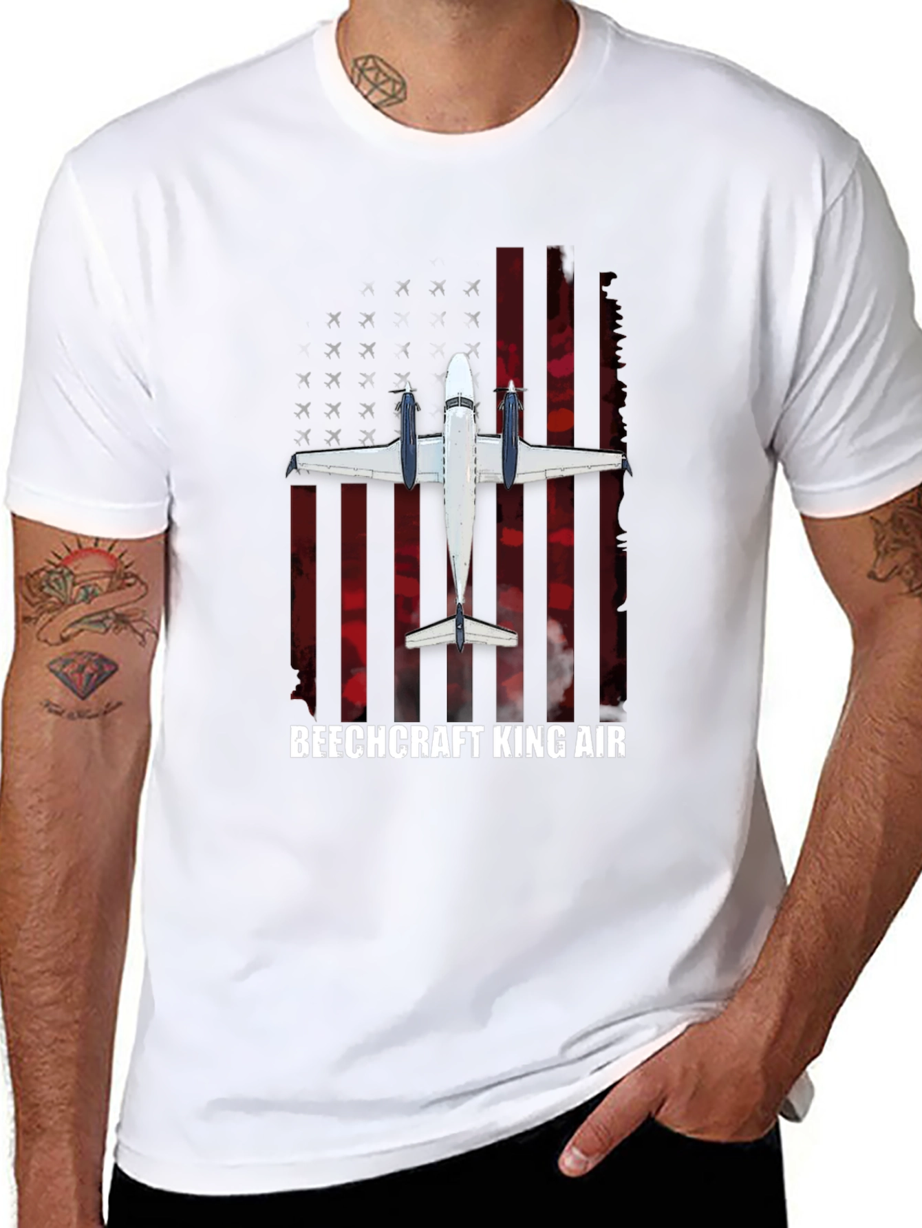 Beechcraft King Air American Flag T-Shirt