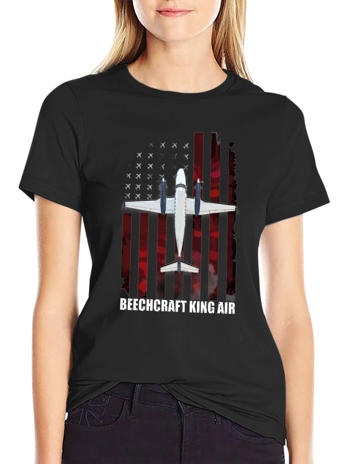 Beechcraft King Air American Flag T-Shirt