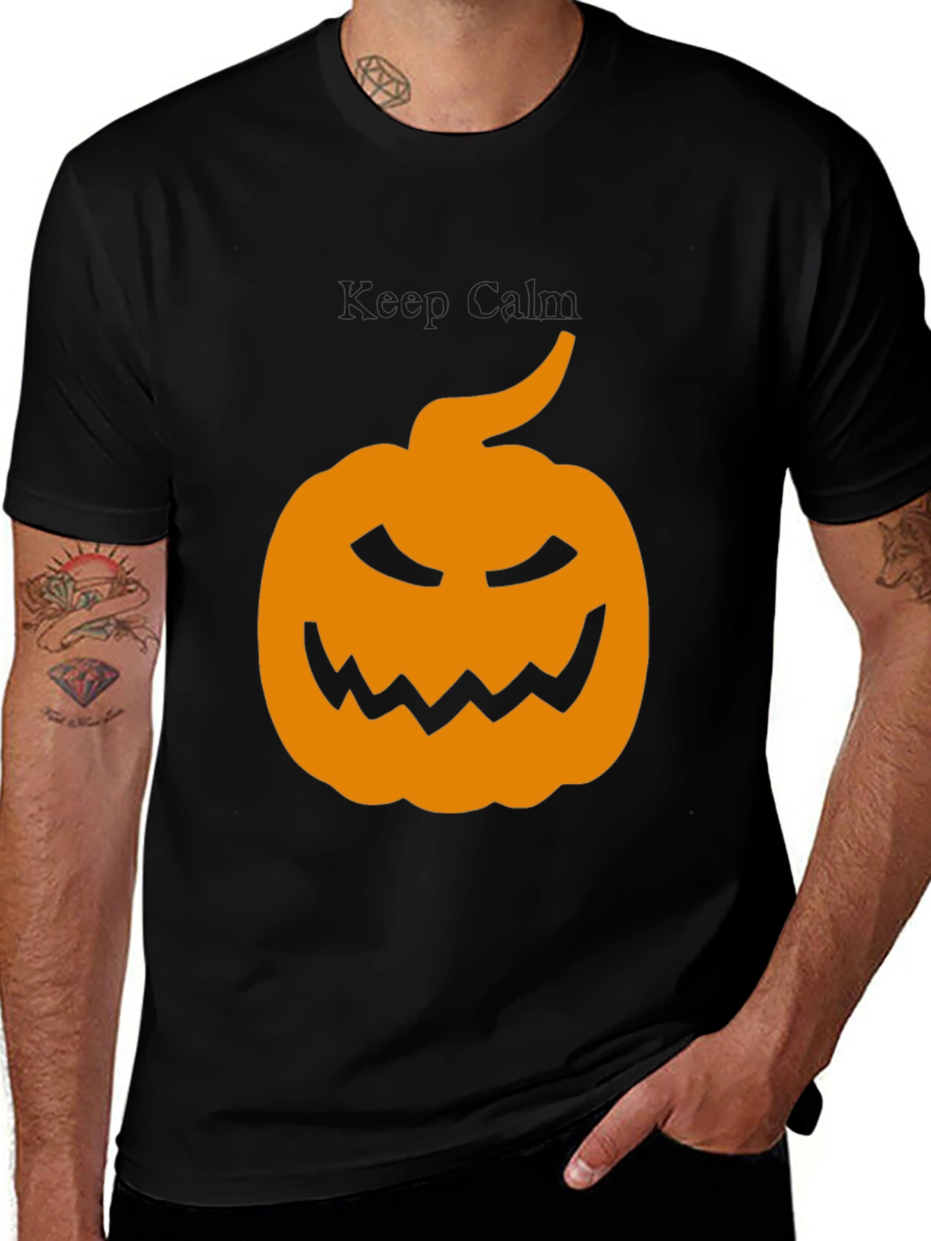 Halloween Pumpkin Graphic Tee - Mens Black T-Shirt