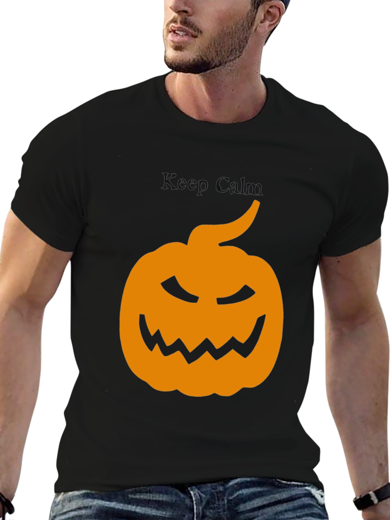 Halloween Pumpkin Graphic Tee - Mens Black T-Shirt