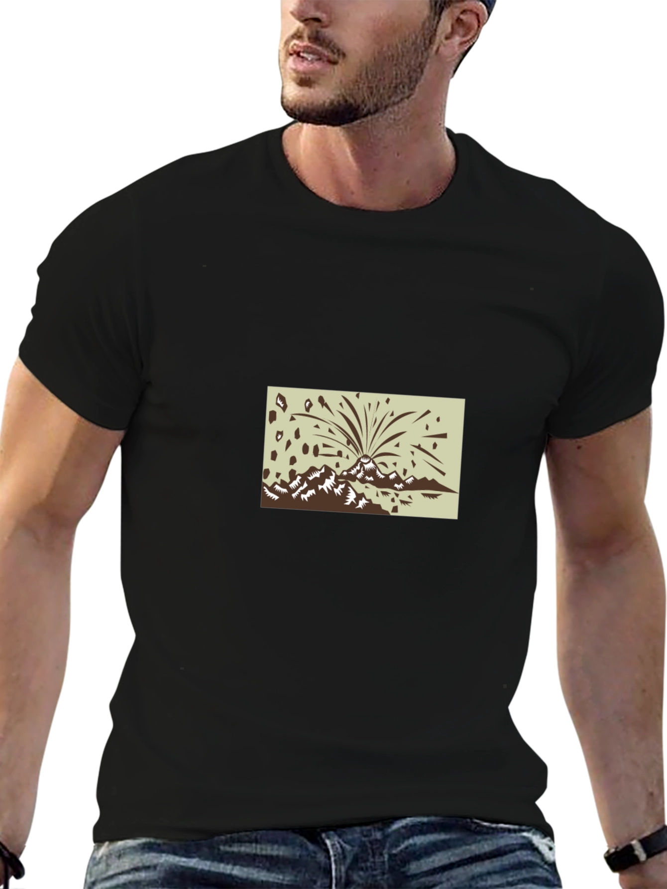 Mountain Fireworks Graphic Black T-Shirt