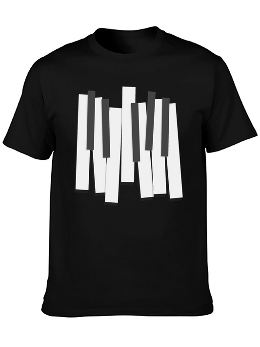 Piano Keys Graphic Print Black T-Shirt