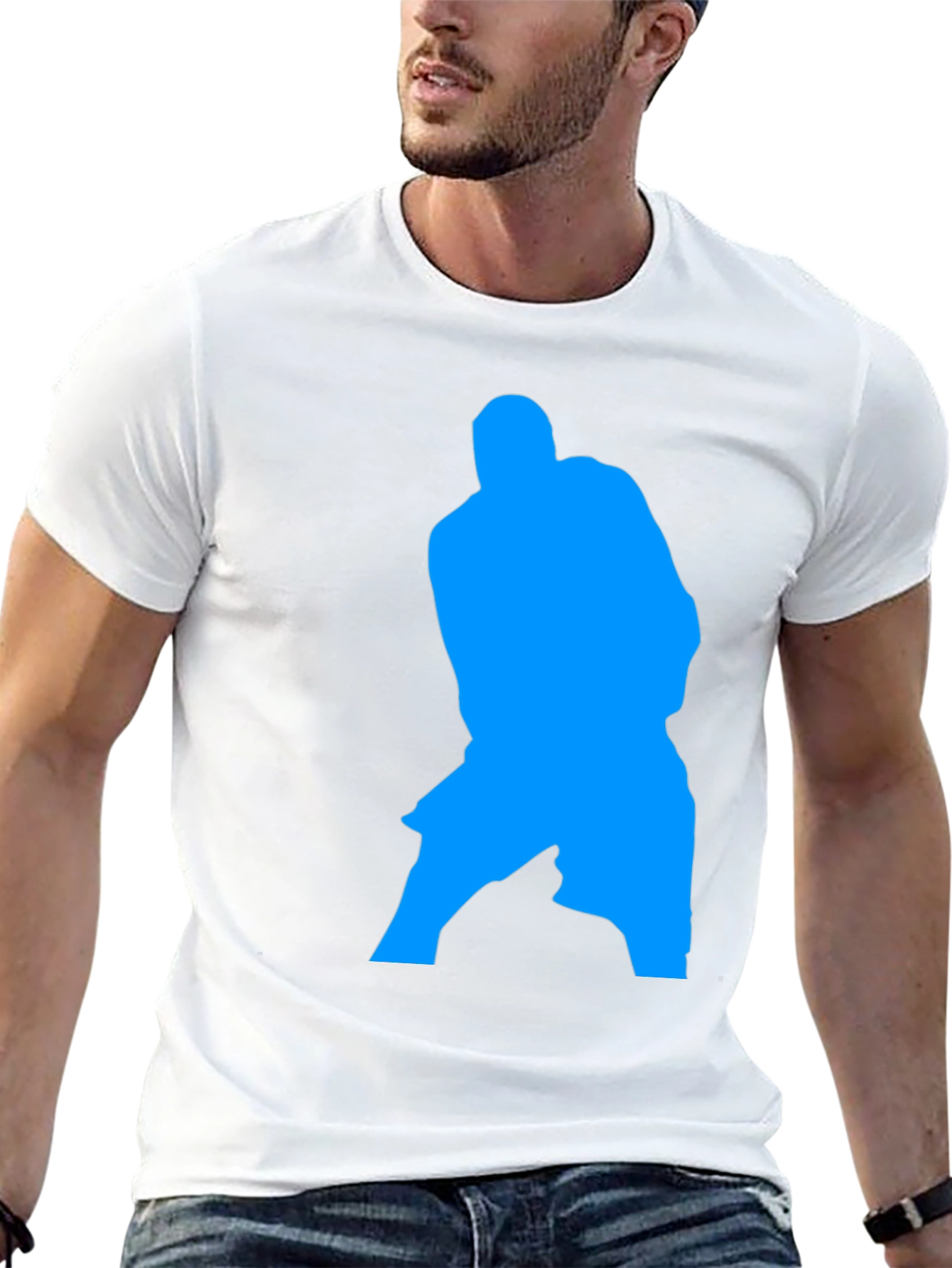 Blue Silhouette Graphic Black T-Shirt