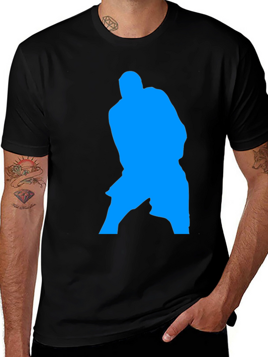 Blue Silhouette Graphic Black T-Shirt
