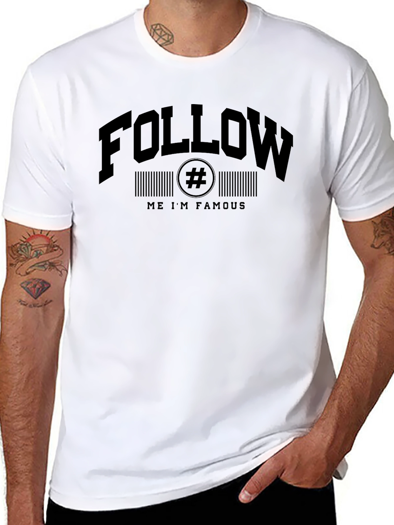 Follow Me Im Famous Graphic Tee - Black Crewneck