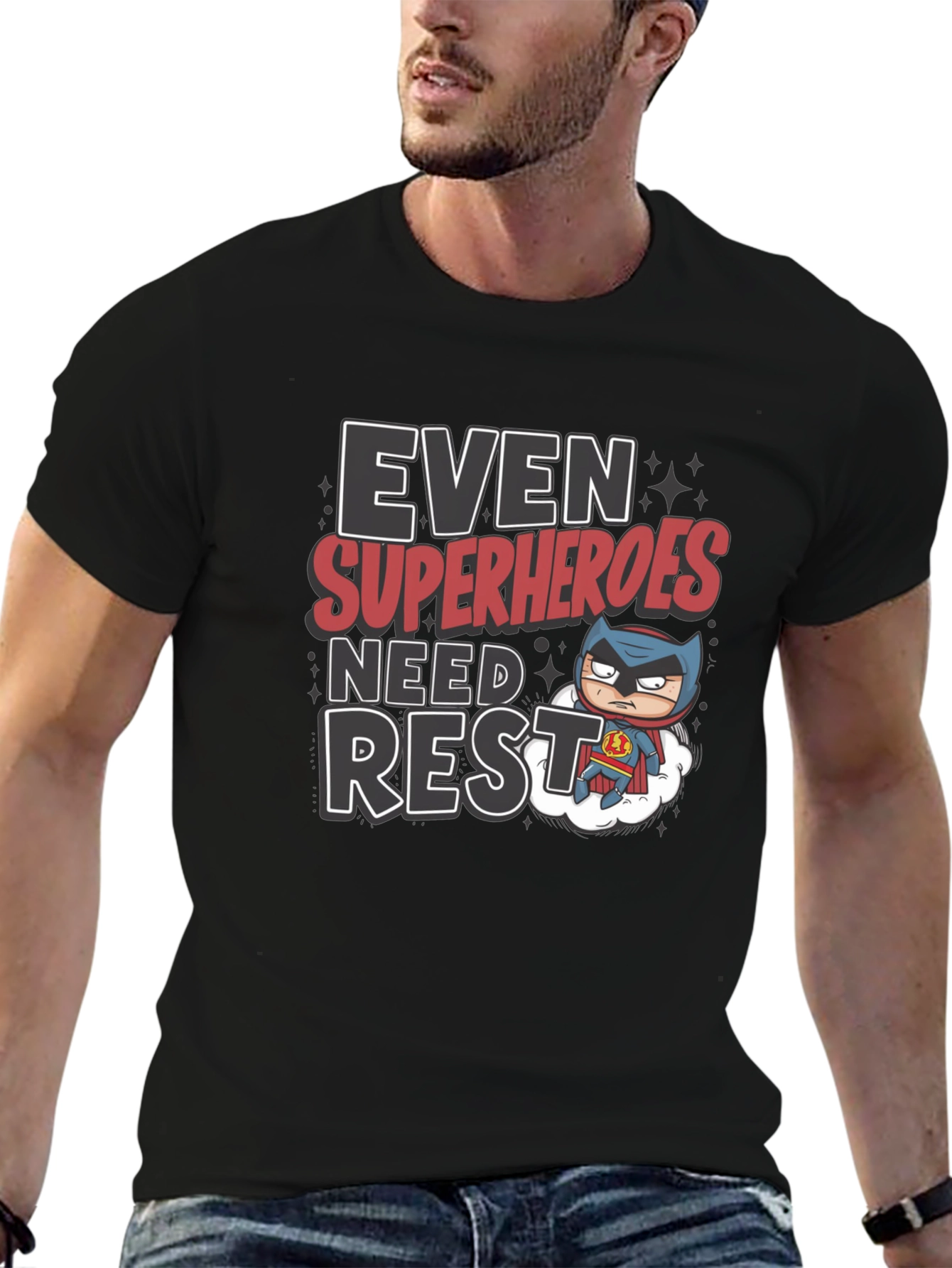 Superhero Rest T-Shirt Funny Cartoon Graphic Tee
