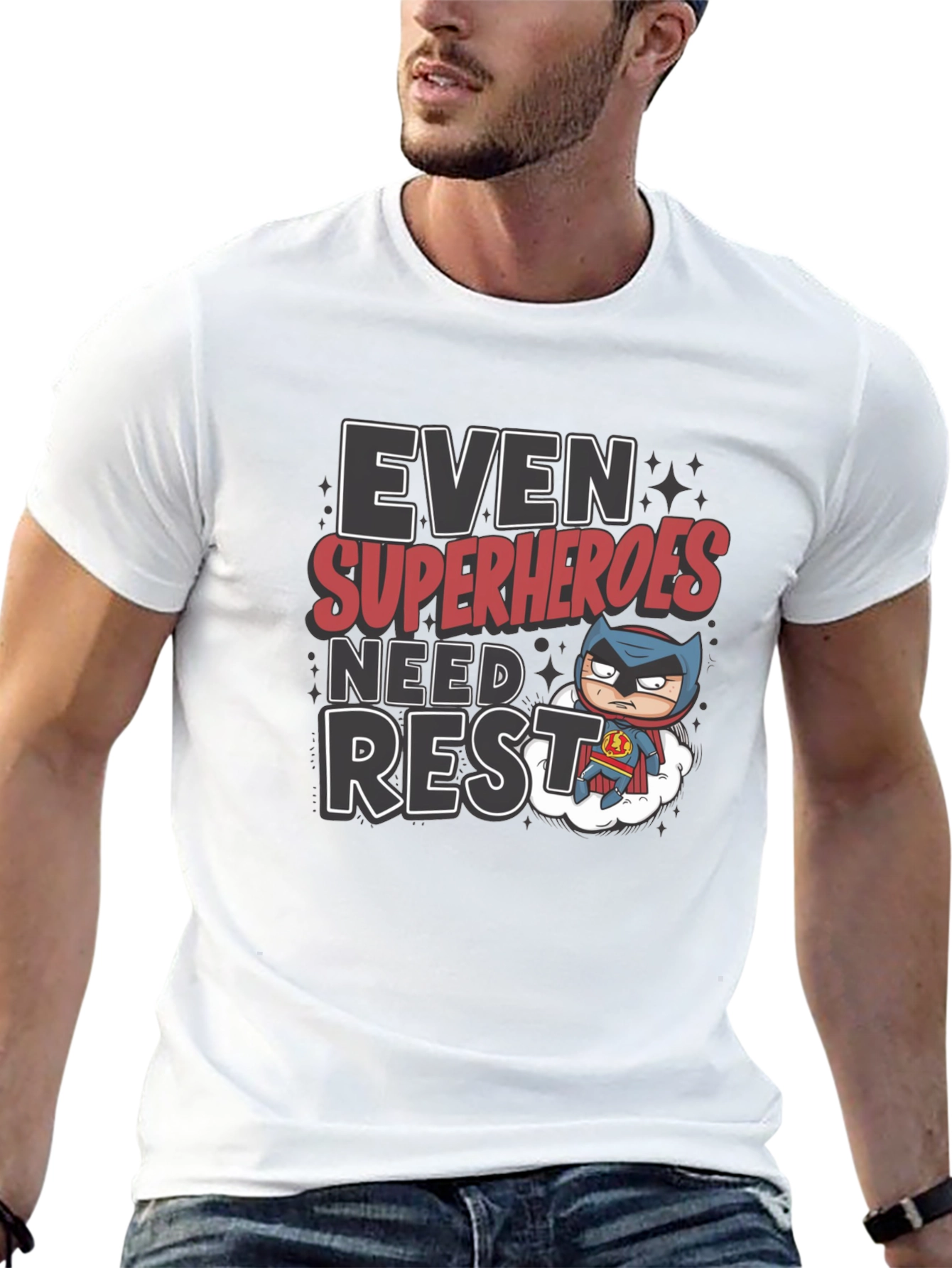 Superhero Rest T-Shirt Funny Cartoon Graphic Tee