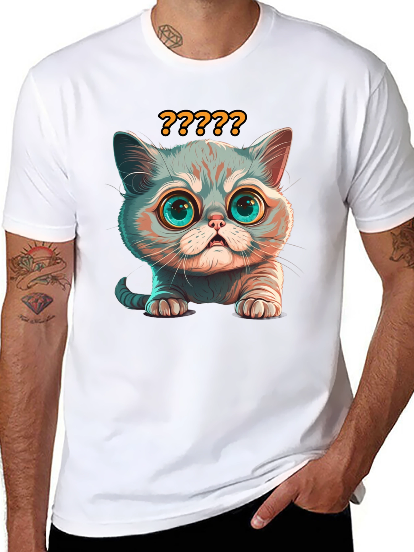 Curious Cat T-Shirt - Soft Cotton Blend