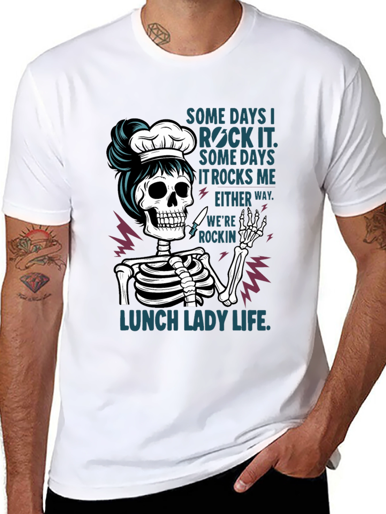 Lunch Lady Skeleton T-Shirt - Rockin Life Tee