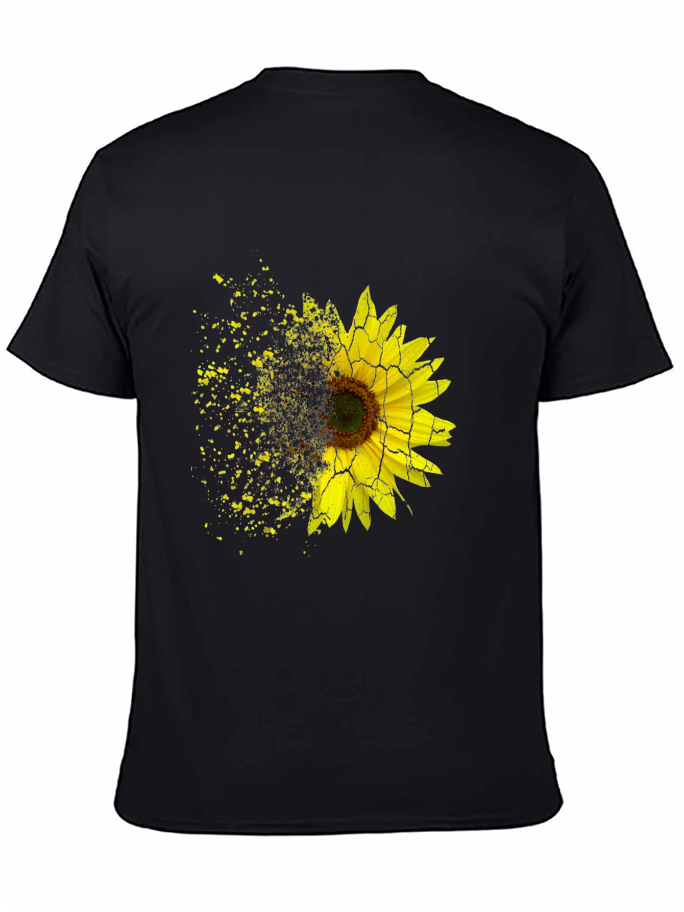 Sunflower Shatter Print Black T-Shirt