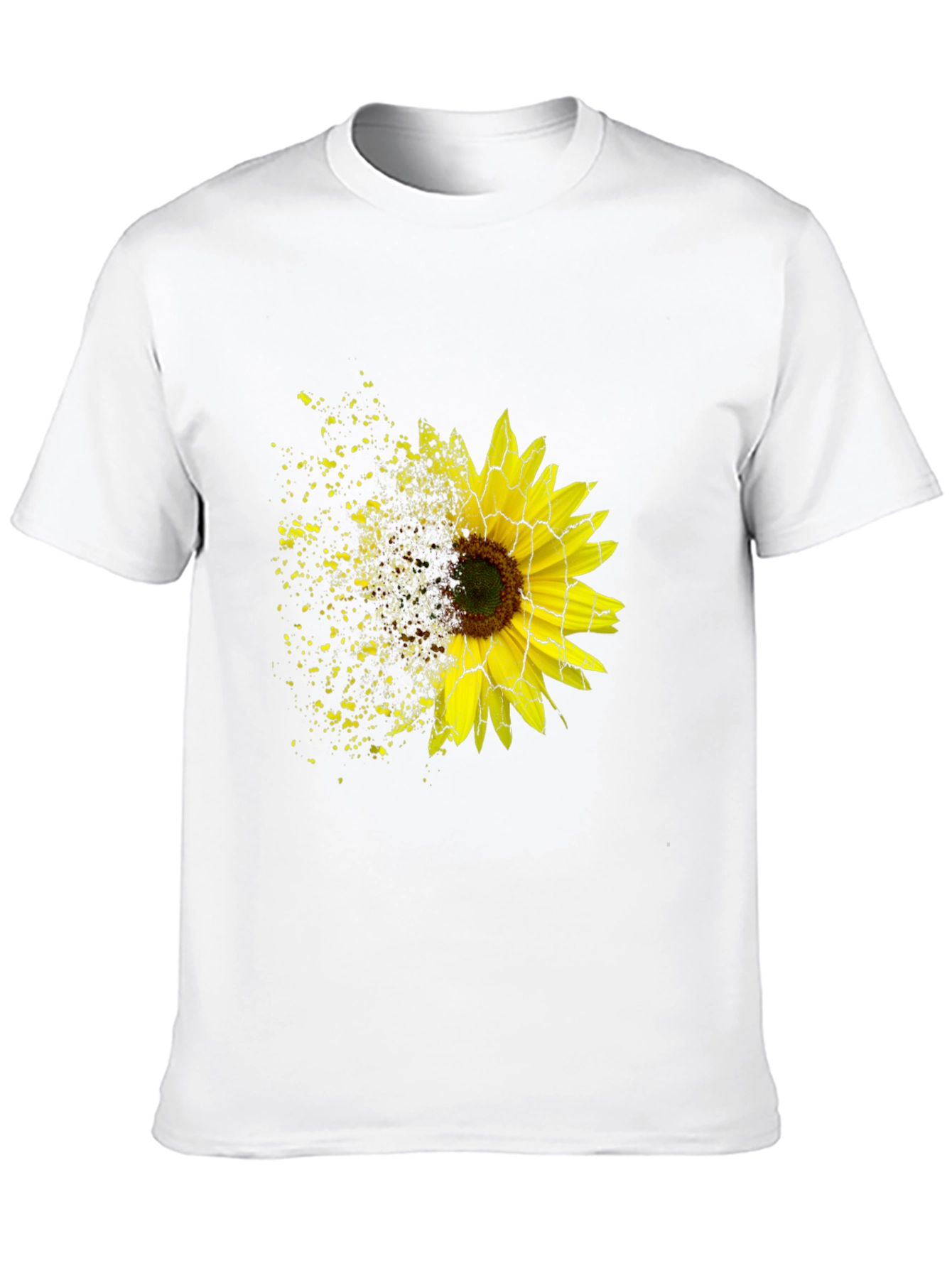 Sunflower Shatter Print Black T-Shirt