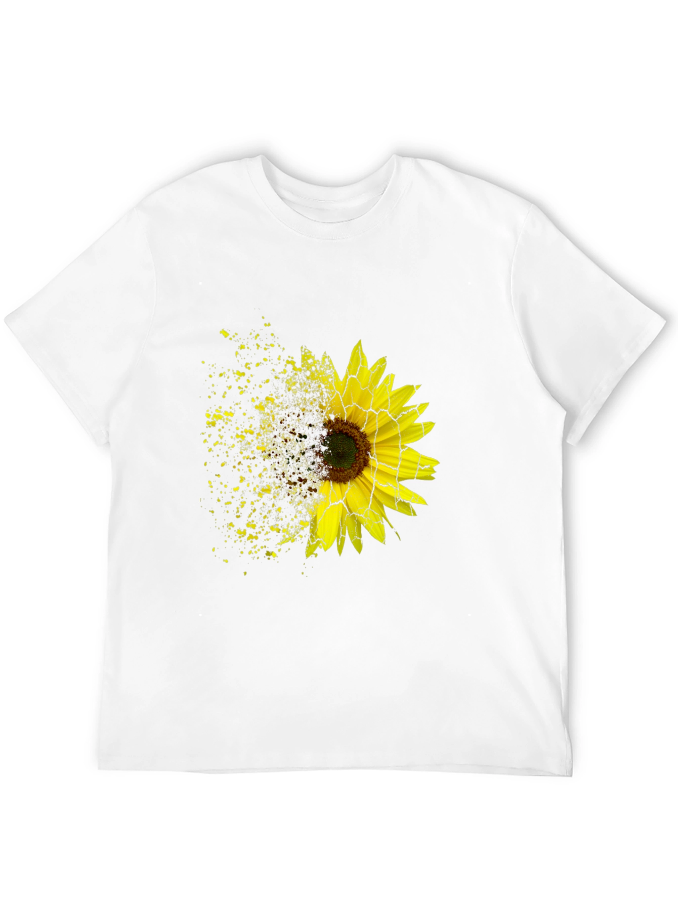 Sunflower Shatter Print Black T-Shirt